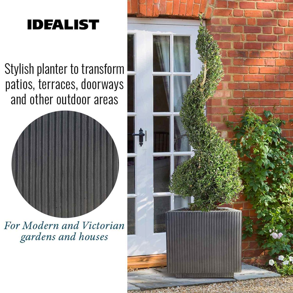 IDEALIST Lite Vertical Ribbed Square Effect Outdoor Planter