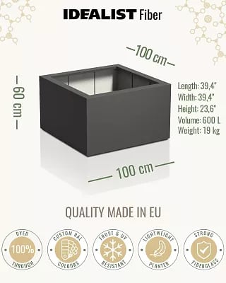 PURE Low Cube Outdoor Fiberglass Planter