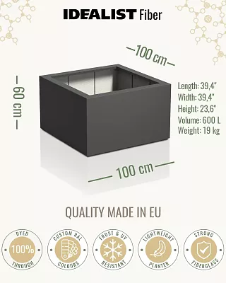 PURE Low Cube Outdoor Fiberglass Planter