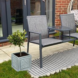 IDEALIST Lite Faux Lead Lattice Planter Light Concrete Square Box