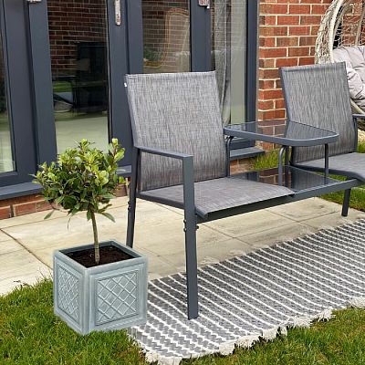 IDEALIST Lite Faux Lead Lattice Planter Light Concrete Square Box
