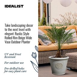 IDEALIST Lite Rustic Style Rolled Rim Wide Vase Outdoor Planter