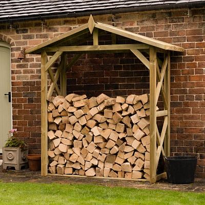 Outdoor Wooden Apex Wall Log Store by Forest Garden