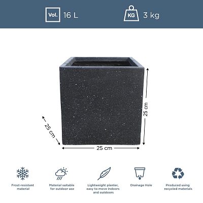 IDEALIST Lite Square Box Contemporary Marble Light Concrete Planter