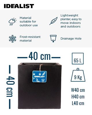 IDEALIST Lite Square Box Contemporary Light Concrete Planter