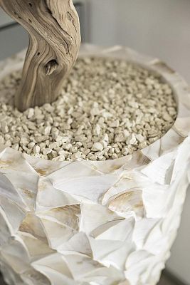 Shell Conical Round Tall Polystone Indoor Planter