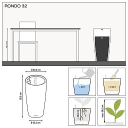LECHUZA Rondo Round Tall Poly Resin Self-watering Planter