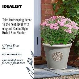 IDEALIST Lite Rustic Style Rolled Rim Wide Vase Outdoor Planter