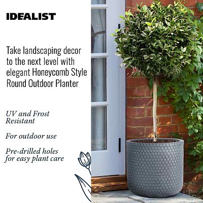 IDEALIST Lite Honeycomb Style Cylinder Round Outdoor Planter