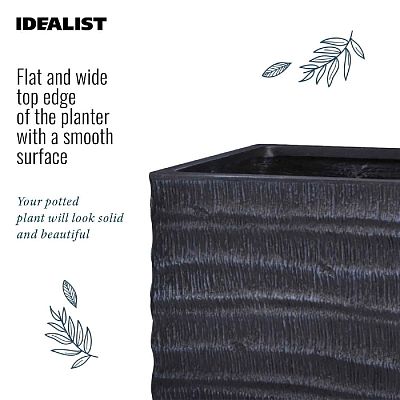 IDEALIST Lite Straw Ribbed Square Outdoor Planter