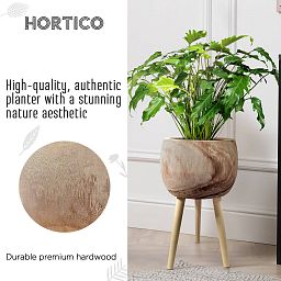 HORTICO TREND Wooden House Planter with Legs, Tall Indoor Plant Pot Stand with Waterproof Liner