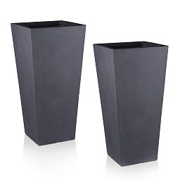 Set of IDEALIST Lite Light Concrete Garden Tall Planters, Outdoor Plant Pots with Tapered Shape