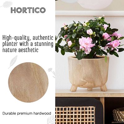 HORTICO GROWER Wooden House Planter with Legs, Indoor Plant Pot Stand with Waterproof Liner