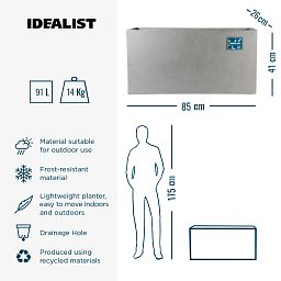 IDEALIST Lite Contemporary Light Concrete High Trough Planter