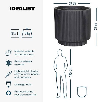 IDEALIST Lite Vertical Ribbed Cylinder Outdoor Planter