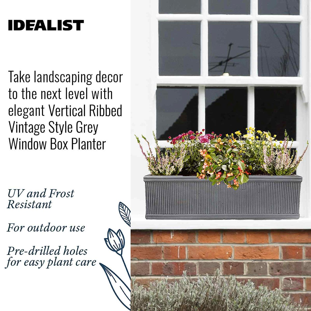 IDEALIST Lite Vertical Ribbed Vintage Style Window Box
