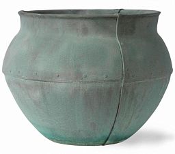 Bell Jar Fiberglass Round Beaten Copper Planter Pot In/Out
