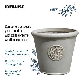 IDEALIST Lite Rustic Style Rolled Rim Wide Vase Outdoor Planter