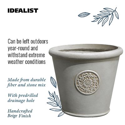 IDEALIST Lite Rustic Style Rolled Rim Wide Vase Outdoor Planter