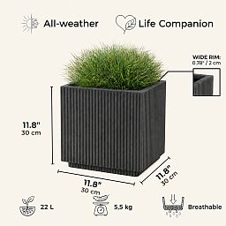 IDEALIST Lite Vertical Ribbed Square Effect Outdoor Planter