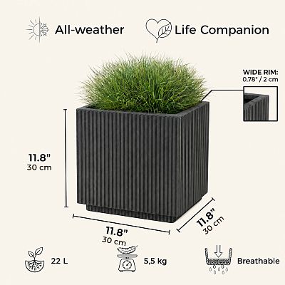 IDEALIST Lite Vertical Ribbed Square Effect Outdoor Planter