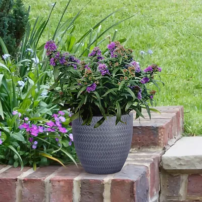 IDEALIST Lite Plaited Style Round Planter Outdoor Plant Pot