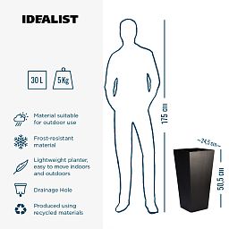 IDEALIST Lite Tall Tapered Contemporary Light Concrete Planter