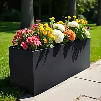 AXIS 120cm Large Trough, Black Grey Rectangular Fiberglass Planter for...