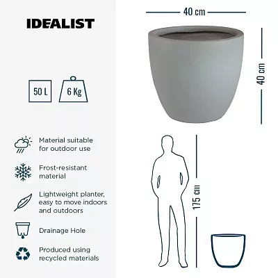 IDEALIST Lite Contemporary Light Concrete Egg Planter