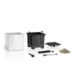 LECHUZA CANTO Premium Low LED Square Poly Resin Self-watering Planter