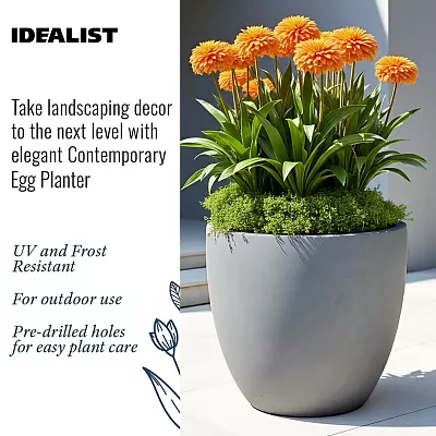 IDEALIST Lite Contemporary Light Concrete Egg Planter