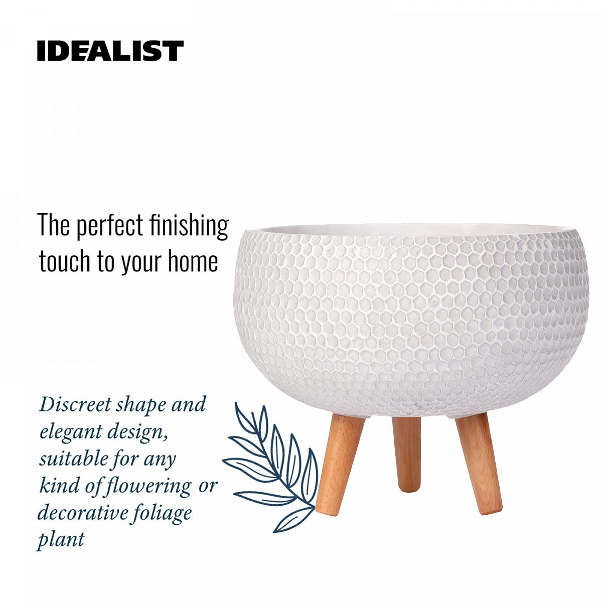 IDEALIST Lite Honeycomb Style Bowl Planter on Legs, Round Pot Plant Stand Indoor