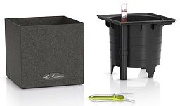 LECHUZA CANTO Stone Low Square Poly Resin Self-watering Planter Set