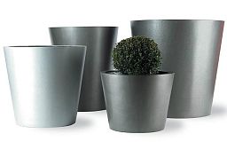 Geo Round Fiberglass Round Tall Alu Tx Planter Pot In/Out