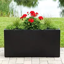 IDEALIST Lite Contemporary Trough Garden Planter, Black Light Concrete...