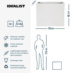 IDEALIST Lite Contemporary Light Concrete Trough Planter