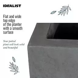 IDEALIST Lite Contemporary Light Concrete High Trough Planter Set