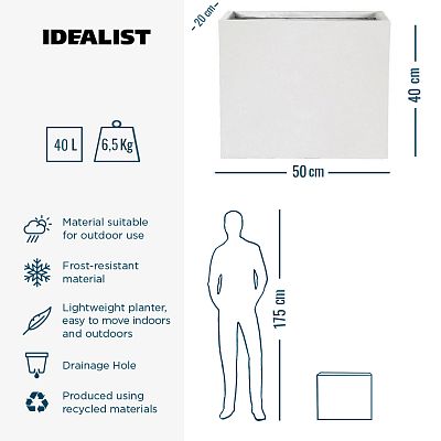 IDEALIST Lite Contemporary Light Concrete Trough Planter