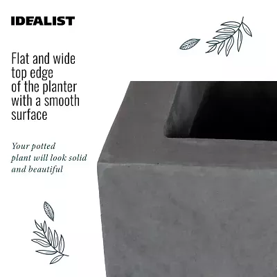 IDEALIST Lite Contemporary Light Concrete High Trough Planter Set