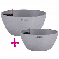 LECHUZA CUBETO COLOR Round Stone Look Poly Resin Self-watering Planter Set LECHUZA CUBETO COLOR Round Stone Look Poly Resin Self-watering Planter Set