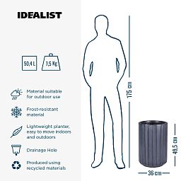 IDEALIST Lite Modern Ribbed Cylinder Round Outdoor Planter