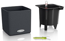 LECHUZA CUBE Color Square Poly Resin Indoor Self-watering Planter