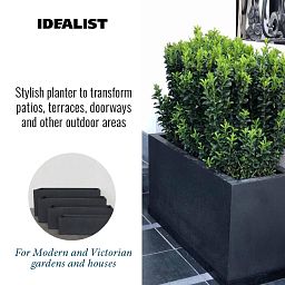 IDEALIST Lite Contemporary Light Concrete Trough Planter Set