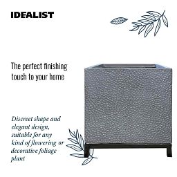 IDEALIST Lite Hammered Stone Style Square Indoor Planter on Metal Stand