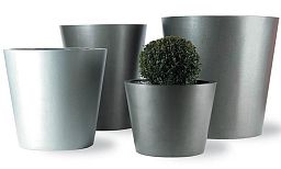 Geo Round Fiberglass Round Tall Alu Tx Planter Pot In/Out