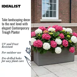 IDEALIST Lite Contemporary Light Concrete High Trough Planter Set