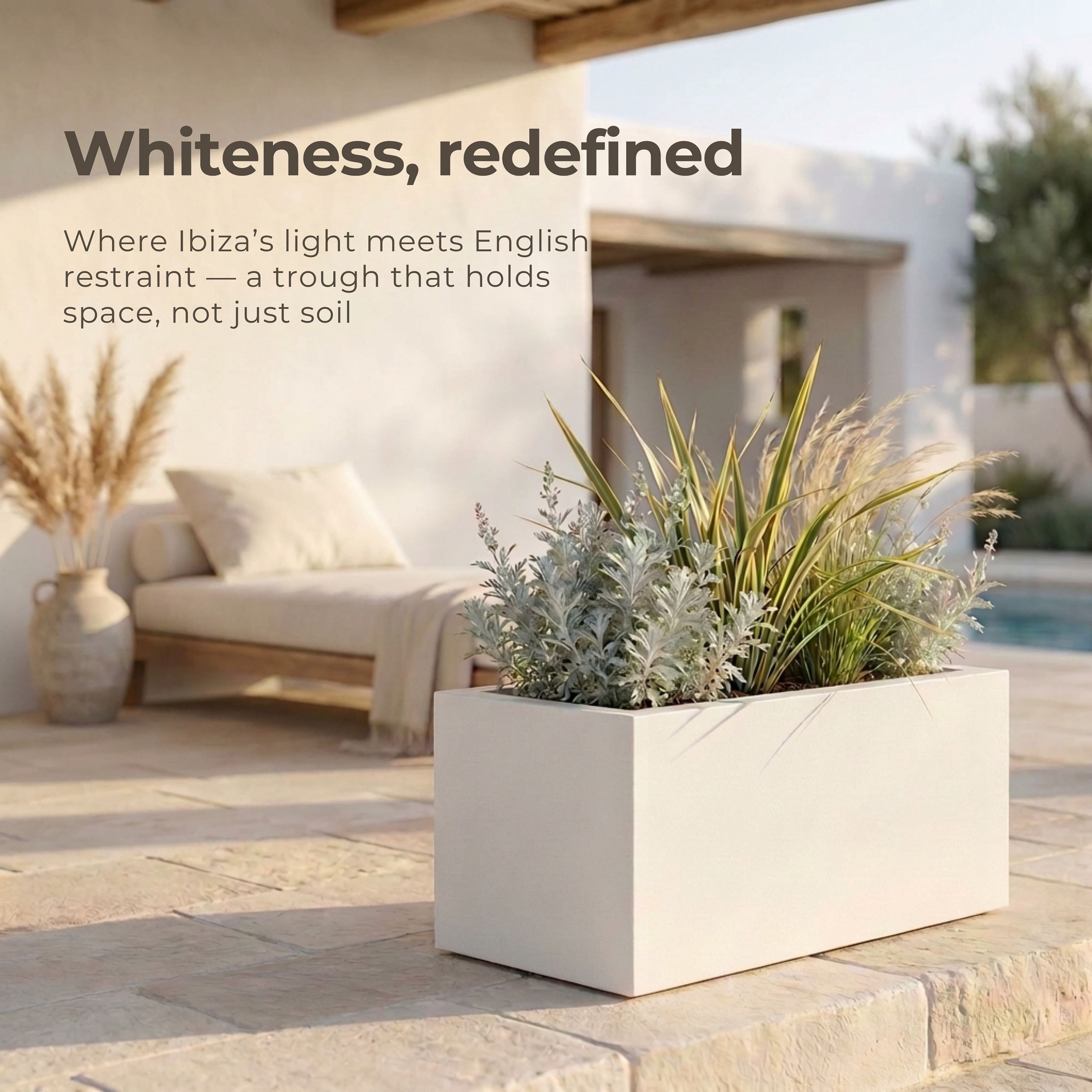 IDEALIST Lite Contemporary Light Concrete High Trough Planter