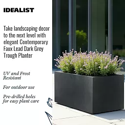 IDEALIST Lite Contemporary Light Concrete Trough Planter
