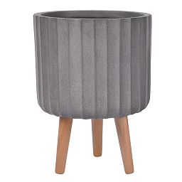 IDEALIST Lite Modern Ribbed Cylinder Planter on Legs, Round Pot Plant Stand Indoor