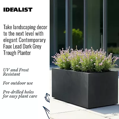 IDEALIST Lite Contemporary Light Concrete Trough Planter
